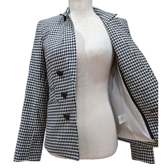 NWT Veronica Beard Cottage Gingham Large Lapel Jacket Black & White Plaid Size 4 - Picture 10 of 14
